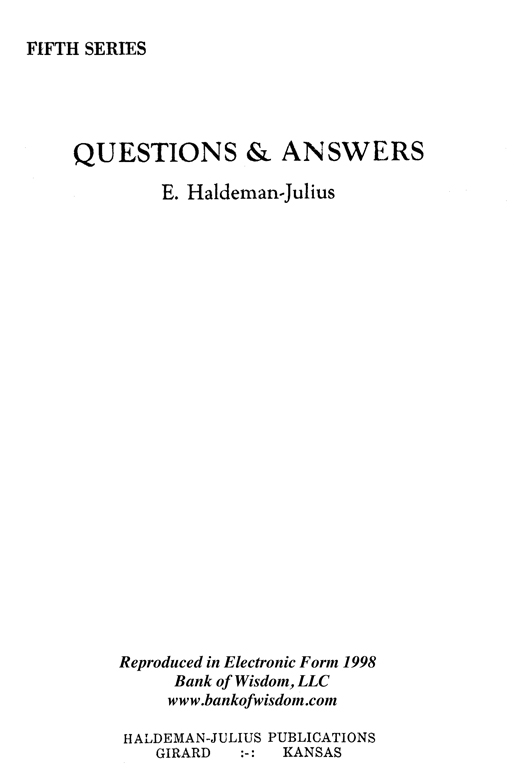 (image for) Questions And Answers, Vol. 5. - Click Image to Close